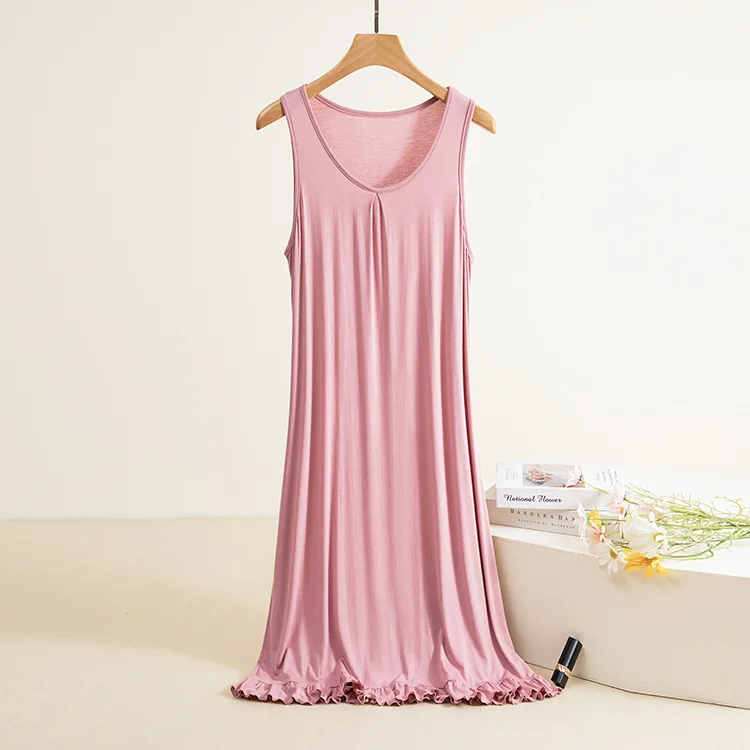 Modal U-Neck dress sleeveless Butterfly Hem Women's Tank Top Dresses Cami sleepdress Homewear Sundress