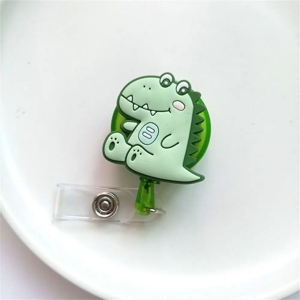Cartoon Animals Nurse Badge Reel Dinosaur Name Tag Retractable Badge Holder ID Card PVC Easy Pull Buckle Office School Supplies