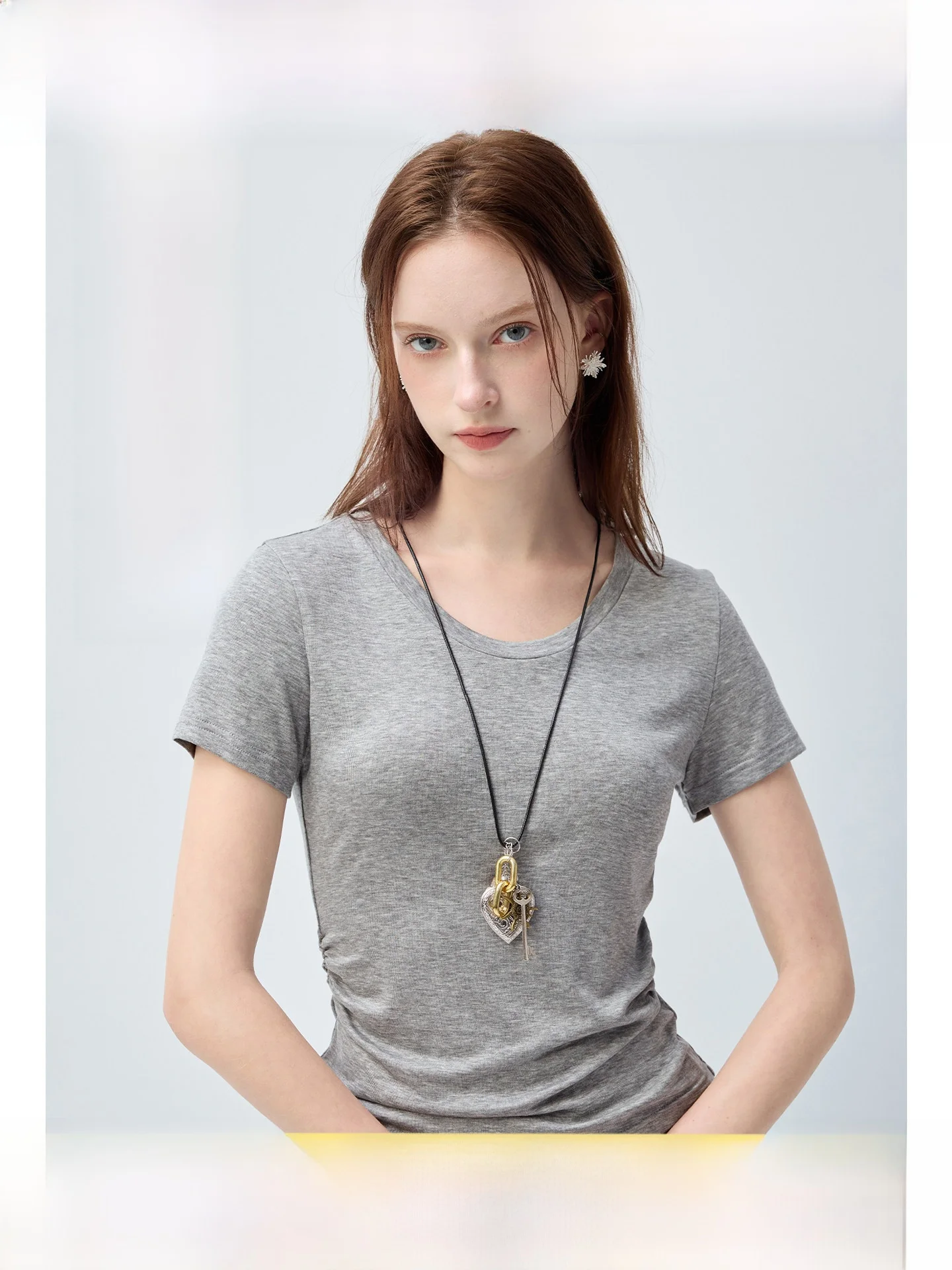 

plus Size Women's U-Neck T-Shirt Slimming Short Sleeve Korean Style Breathable Comfortable Summer New Arrival for Plump Women