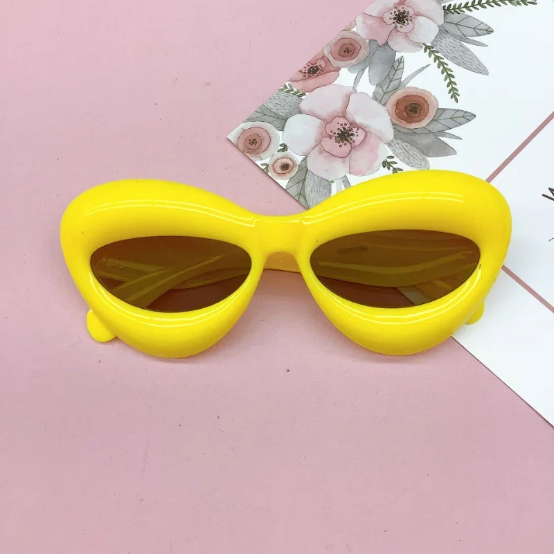 New Cat Eye Candy Color Kids Sunglasses Boys Fashion Brand Designer Oval Lens Shades UV400 Girls Yellow Pink Y2k Sun Glasses