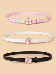 Ladies New Arrival Flower Buckle Belt High Quality PU Trouser Belt Skinny Jeans dress Decorative Belt for Girls