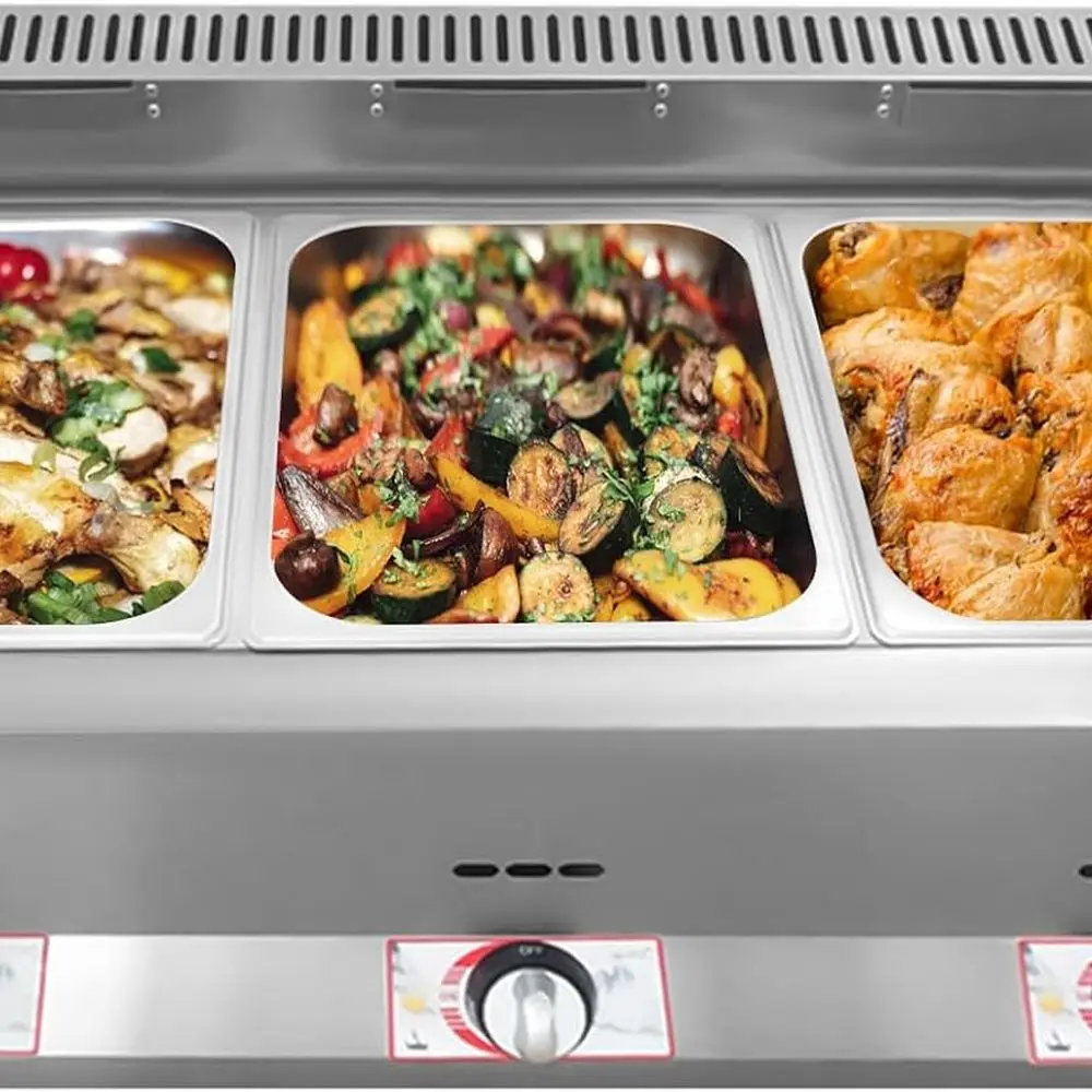 

3-Pan Commercial Food Warmer, 10L Natural Gas Gas Food Warming Cabinet, Tabletop Stainless Steel Natural Gas Food Warming and He