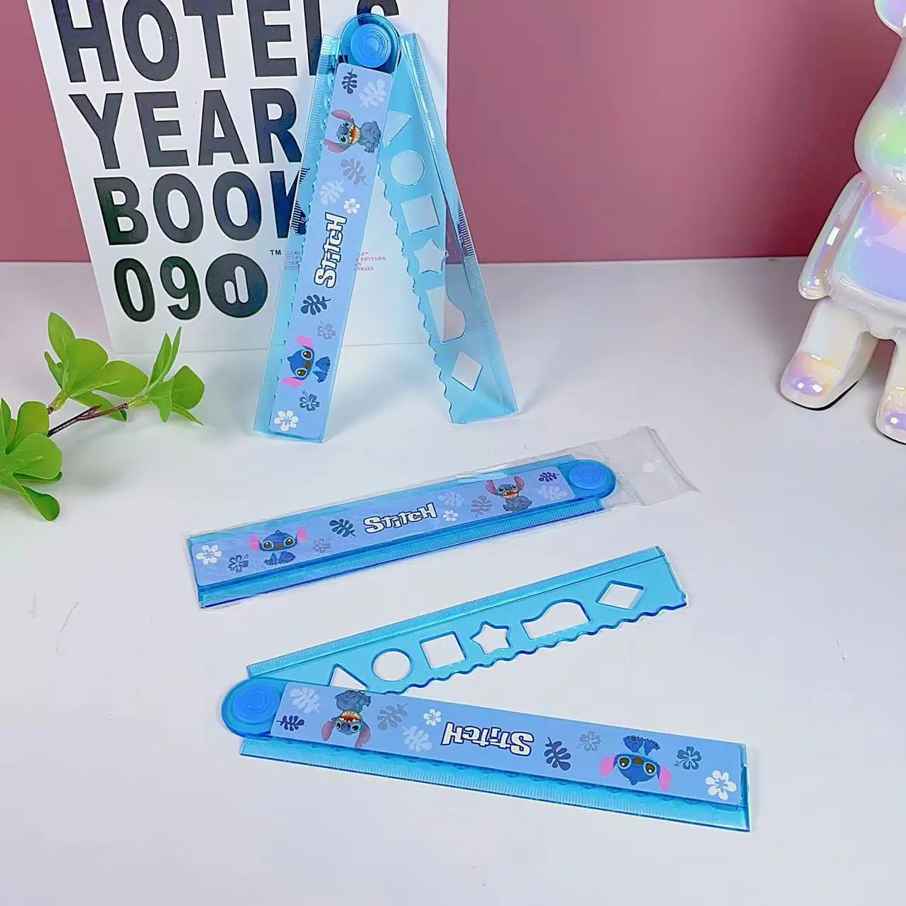 

3pcs Disney Stitch Creative Folding Ruler 30cm Measuring Ruler Anime Student Study Stationery Kawaii Kids Girls Reward Gifts