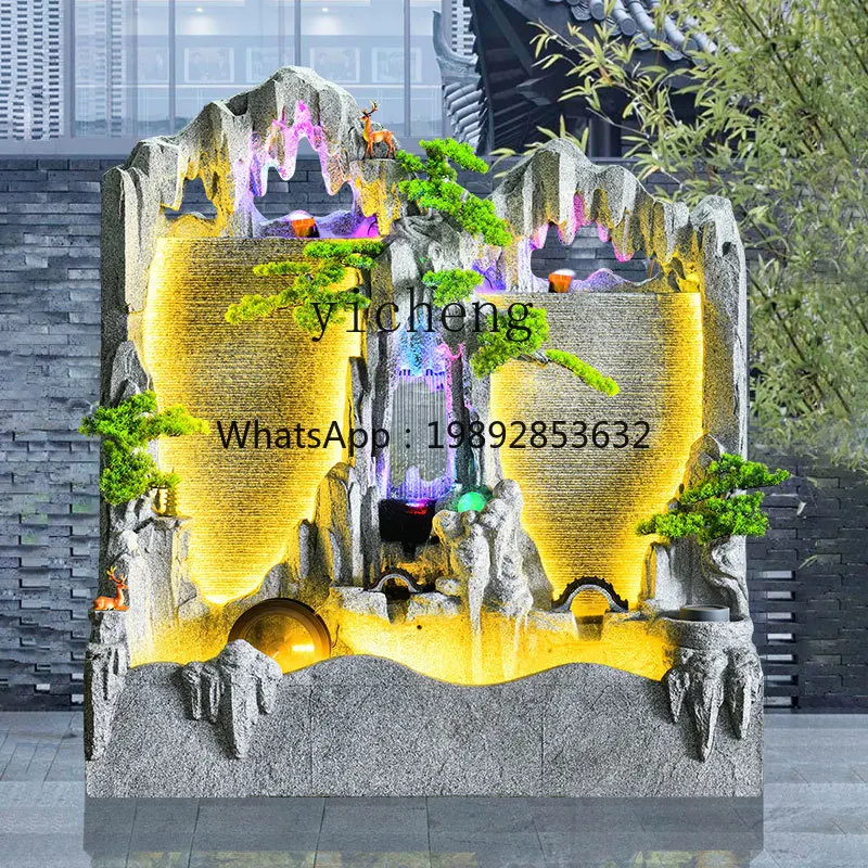 

Fake Mountain Fountain Landscape Ornament Manor Courtyard Water Curtain Wall Flowing Water Screen Office Entrance Decoration