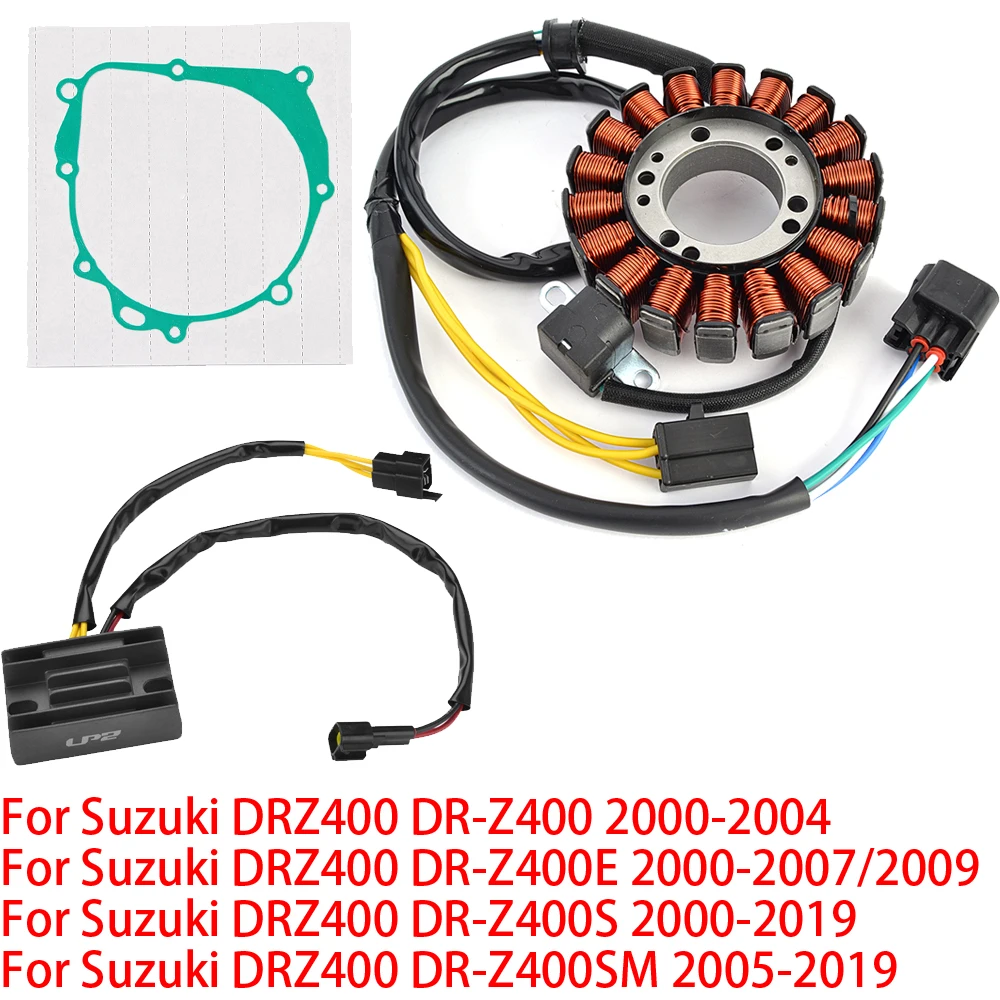 

DRZ400 DRZ 400 2019 2018 Engine Stator Coil+Voltage Regulator rectifier For Suzuki DRZ400 DR-Z400 E S M 2000-2019 With Gasket