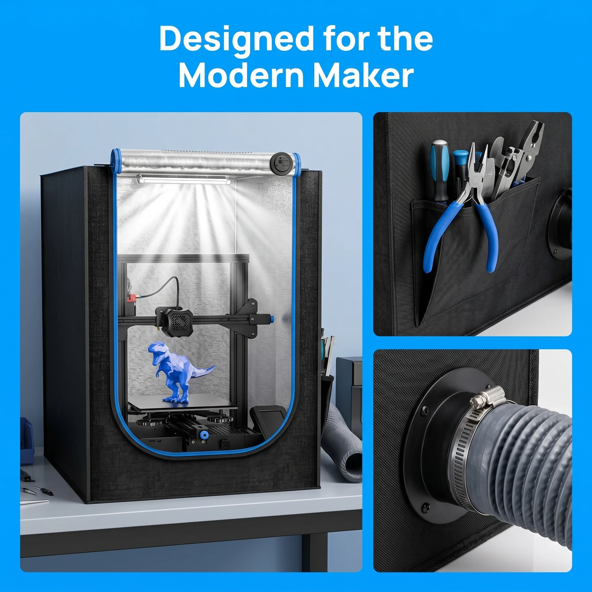 3D Printer Enclosure with Ventilation Kit for Creality Ender Series LED Light
