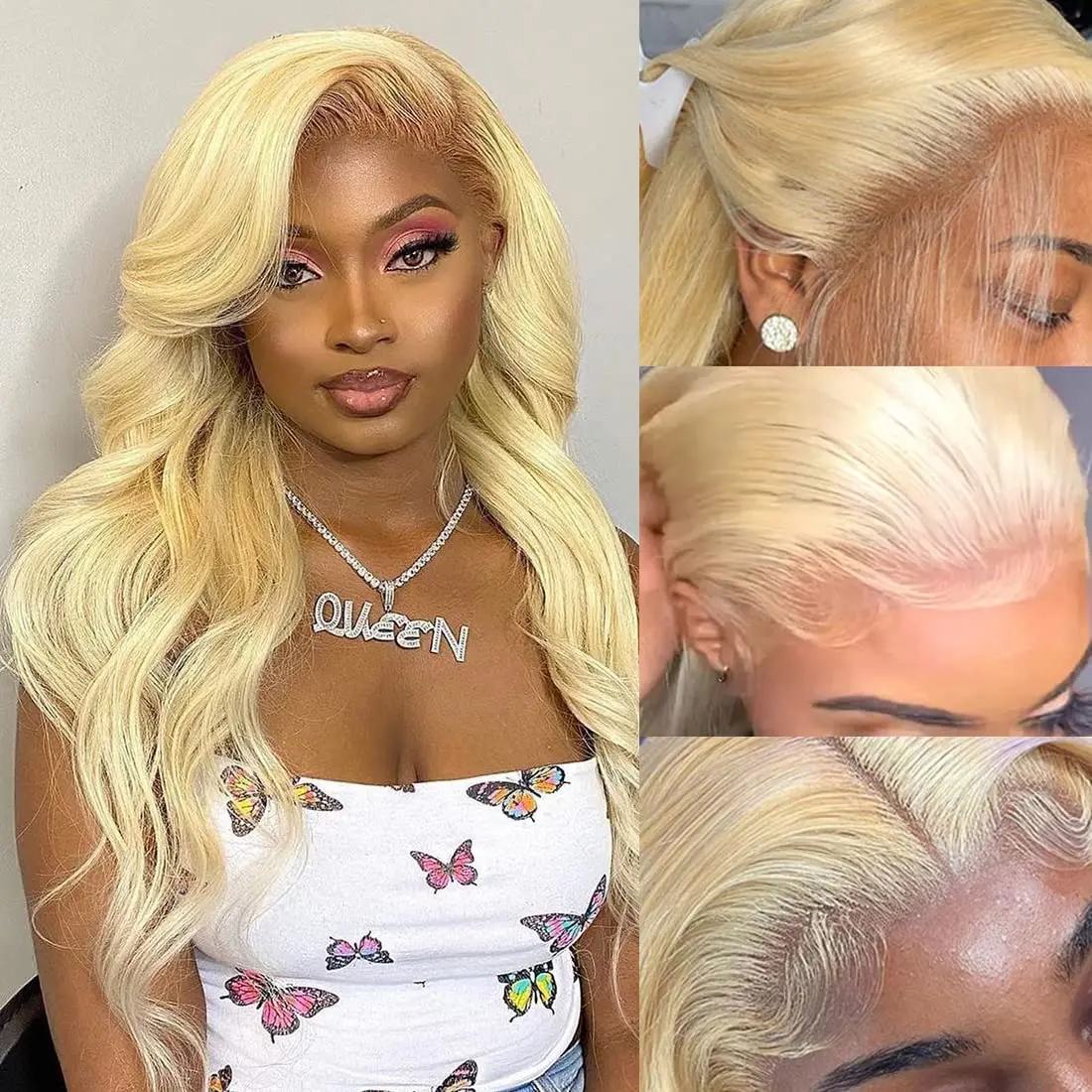 

Blonde 613 Lace Front Wig Human Hair Body Wave 13x4 13x6 Hd Lace Frontal Wig 613 Blonde Body Wave Lace Front Wig 100% Human Hair