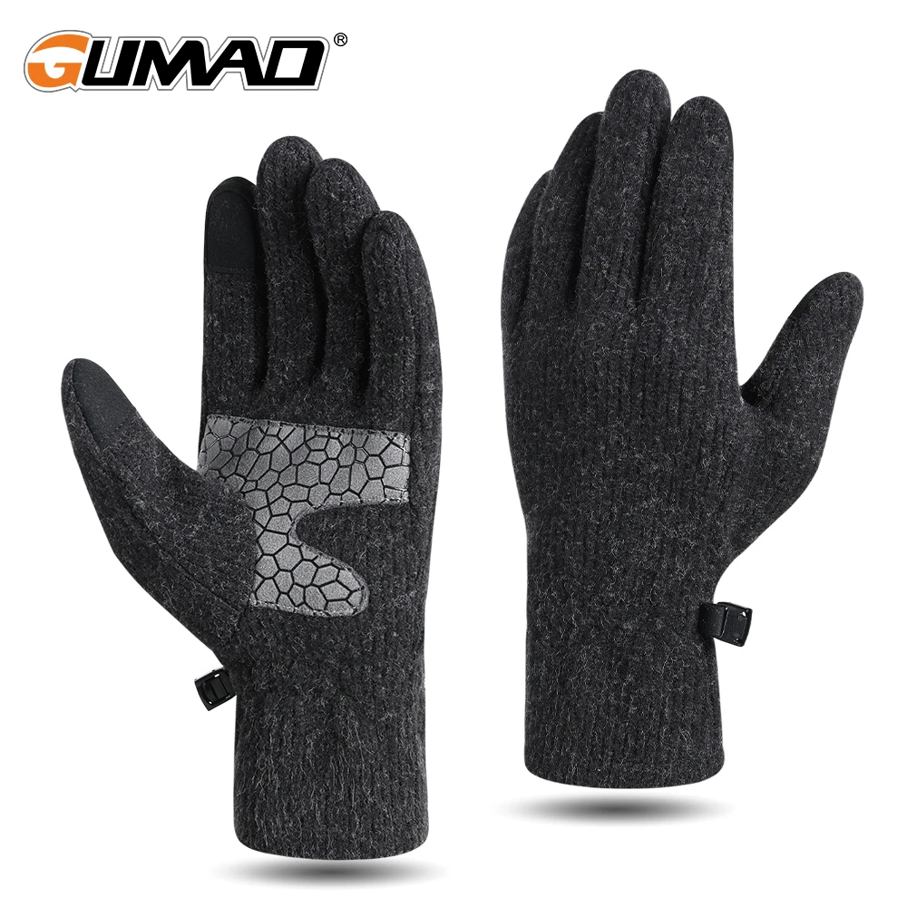 Winter Cycling Full Finger Gloves Touch Screen Warm Knitted Ski Sport Hiking Camping Bicycle Non-slip Windproof Glove Men Women