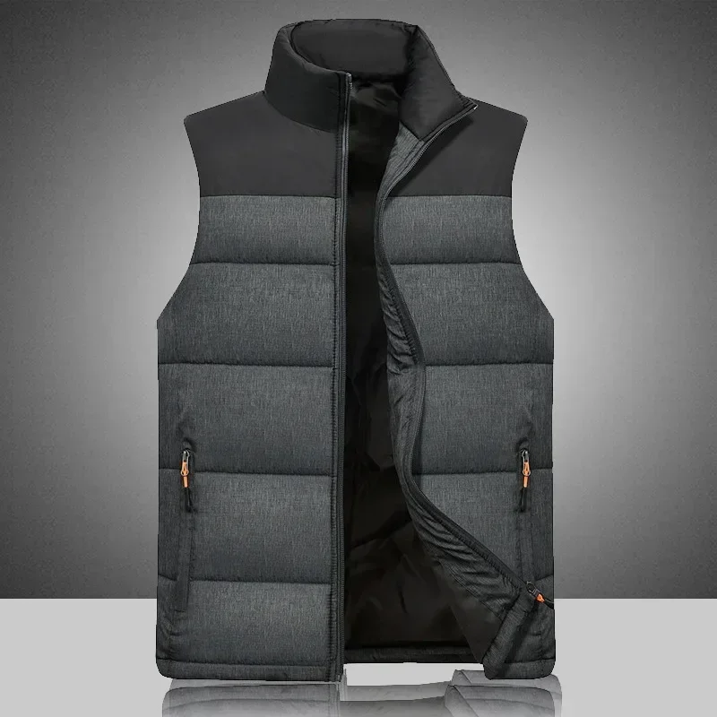 Mens Vest  Autumn and Winter Fashion Casual Contrasting Colors Jacket Men New Stand Collar Sleeveless Vest Men