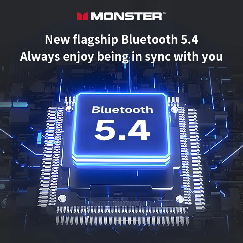 Monster MQT52 TWS بلوتوث 5.4 سماعات الألعاب الحد من الضوضاء سماعات تشغيل سماعات أذن رياضية الكمون المنخفض HD دعوة سماعة