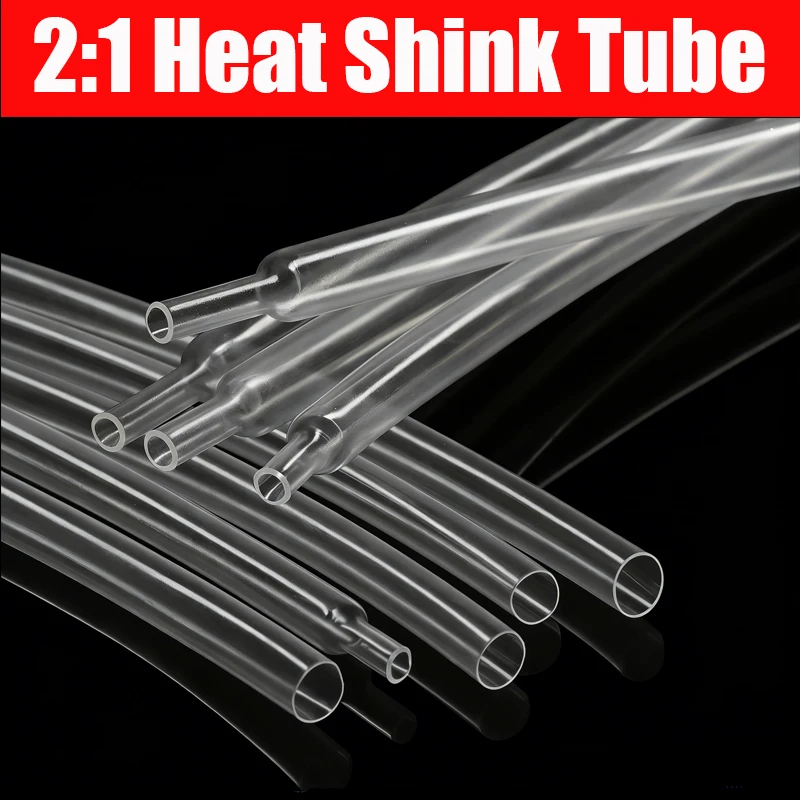 

5M Clear 2:1 Heat Shrink Tube Diameter 1mm~10mm Wire Repair Protector Polyolefin Insulated Shrinkable Cable SleeveTubing