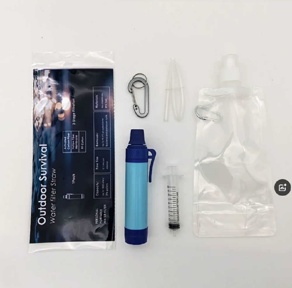 Filtro dell'acqua di emergenza da campeggio all'aperto, filtrazione di emergenza per la vita all'aperto, potabile diretta, depuratore d'acqua individuale, sterilizzazione