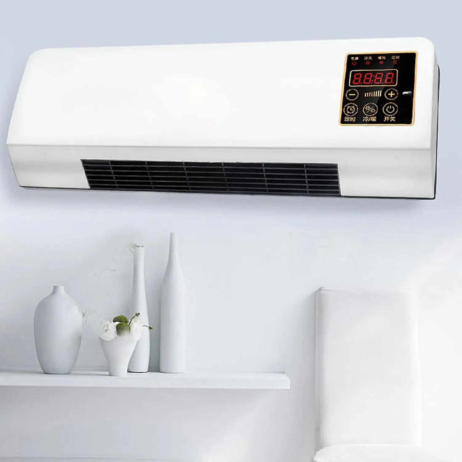 Wall Mounted Heating Machine, Mini Nature Wind and Heating Wall Mounted Fan, Low Noise Touch Control Small Air Cooler Heater Machine for Indoor Outdoor (5)