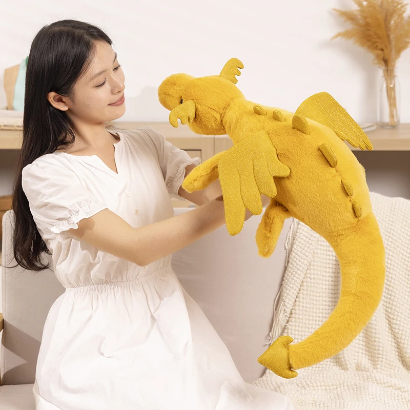 50cm/75cm/100cm Giant Huggable Anime Wings Yellow Flying Dragon Plush Toys Soft Comfy Cute Dinosaur Doll Pretty Home Decor