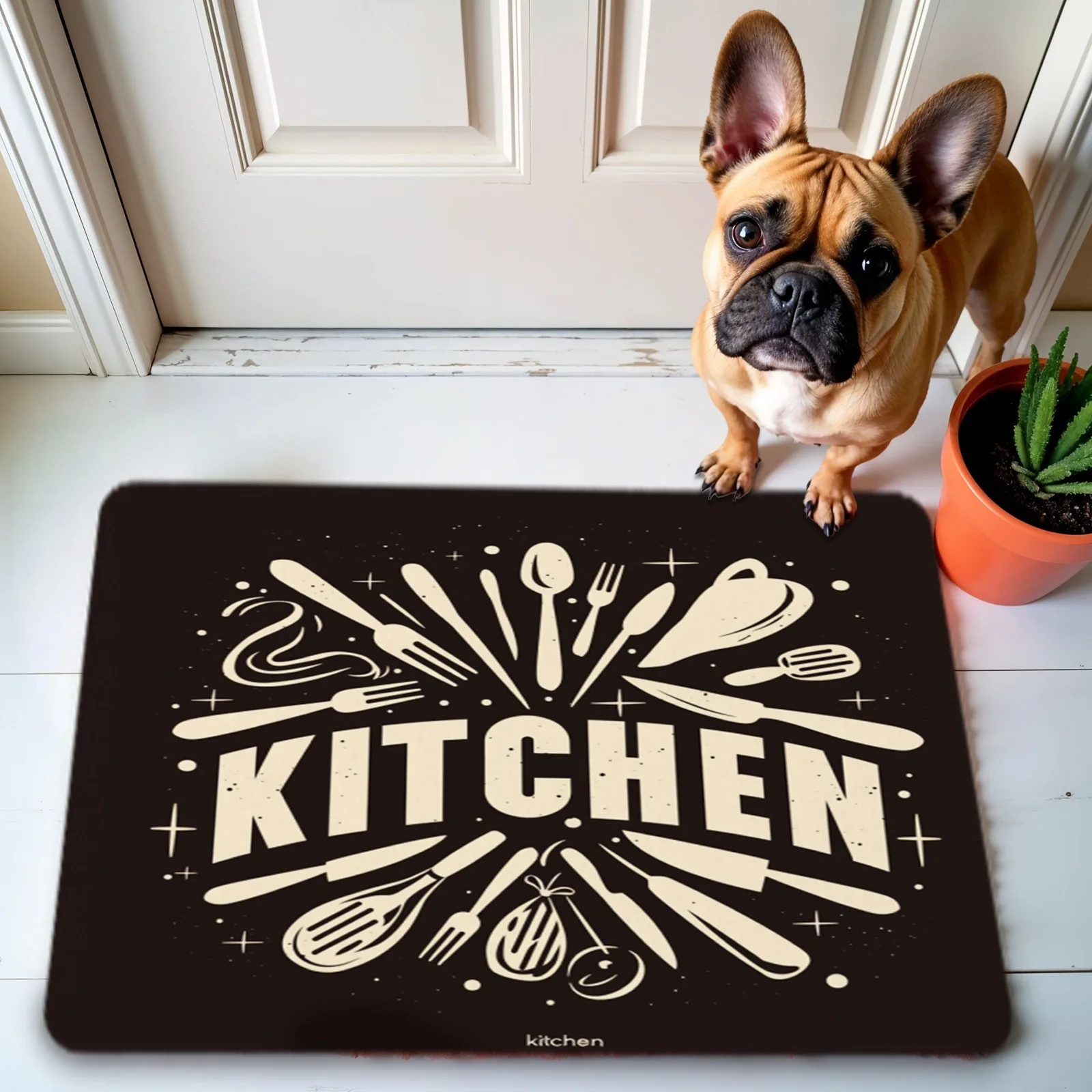 

1PC KITCHEN Pattern Kitchen Rug Non-Slip Door Mats Pop design Bathroom Rug Bath Mat Carpet for Home Sink Laundry Decor