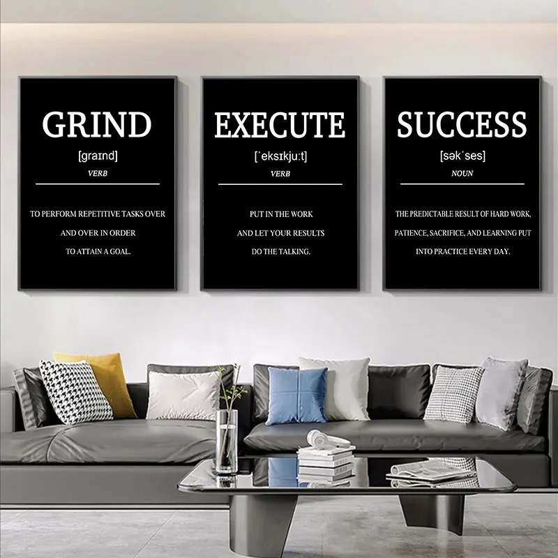 Simple Black White Motivational Quotes Canvas Art Poster Prints Modern Inspirational Wall Decorative Picture for Home