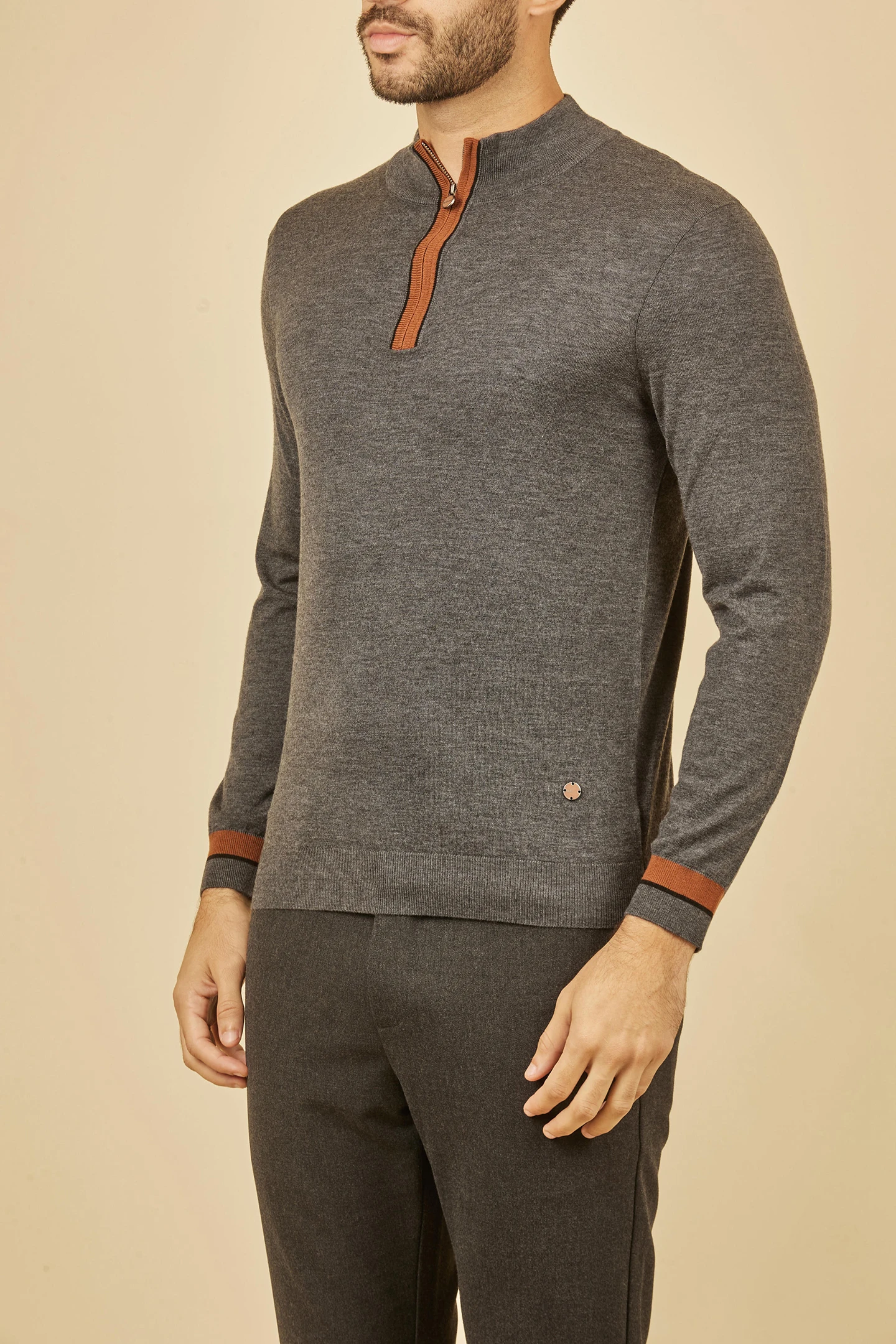 

OECHSLI кашемировый мужской свитер, новинка 2025, теплый модный прямой воротник-стойка, вязаная эластичная молния, качественный большой размер M-4XL