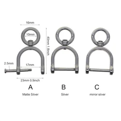 1inch solid 304 stainless steel Screw lock bow U Shackle Joint Swivel Connector FOB KeyChains DIY hooks carabiner