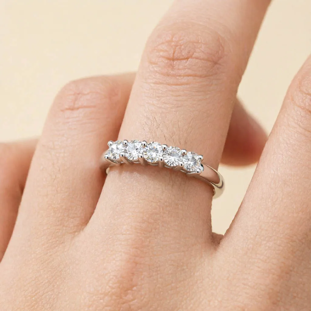 Szjinao Certified 5 Stone Moissanite Diamond Ring Woman Silver 925 100% Brilliant Trendy Jewelry For Engagement Gift For Girl