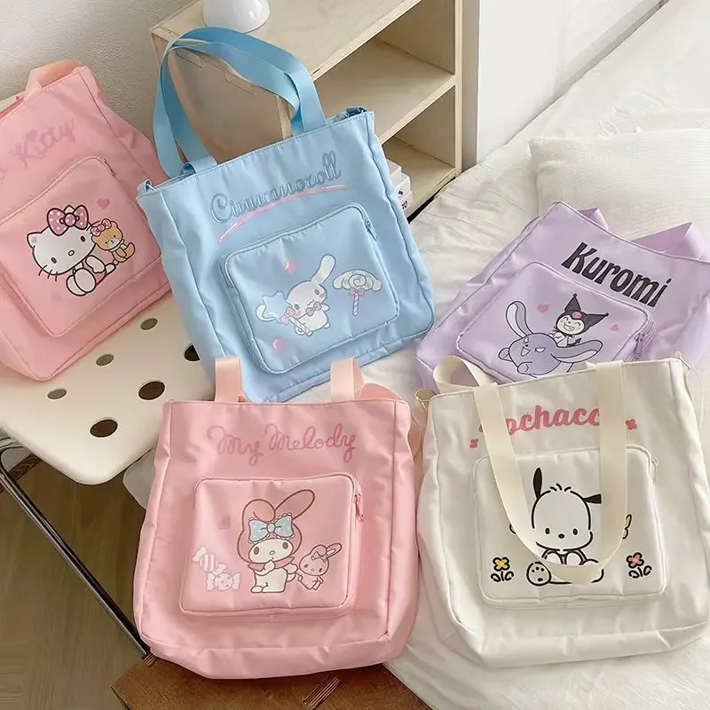 Sanrio My Melody Cinnamoroll Shoulder Bag Kawaii Large Capacity Sweet Girls Heart Everyday Cute Students Commuter Messenger Bag