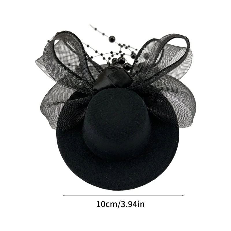 1920s Yarn Top Hat Shape Hairpins Bride Hair Clip Yarn Hat Headdress Y2k Style Hair Clip for Halloween Cosplay Party