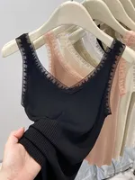 Black Tops Summer Sleeveless Women Tank Top With Lace Top Inside Wear Lace Camisoles Slim Underwear Womens Clothing Vest 2025