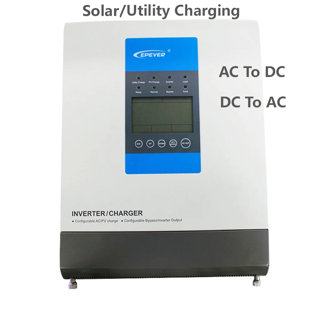 EPEVER All-Digital Inverter/Charger MPPT Utility and Solar Charging Ratio Selection 1000W 1500W 2000W 3000W 5000W