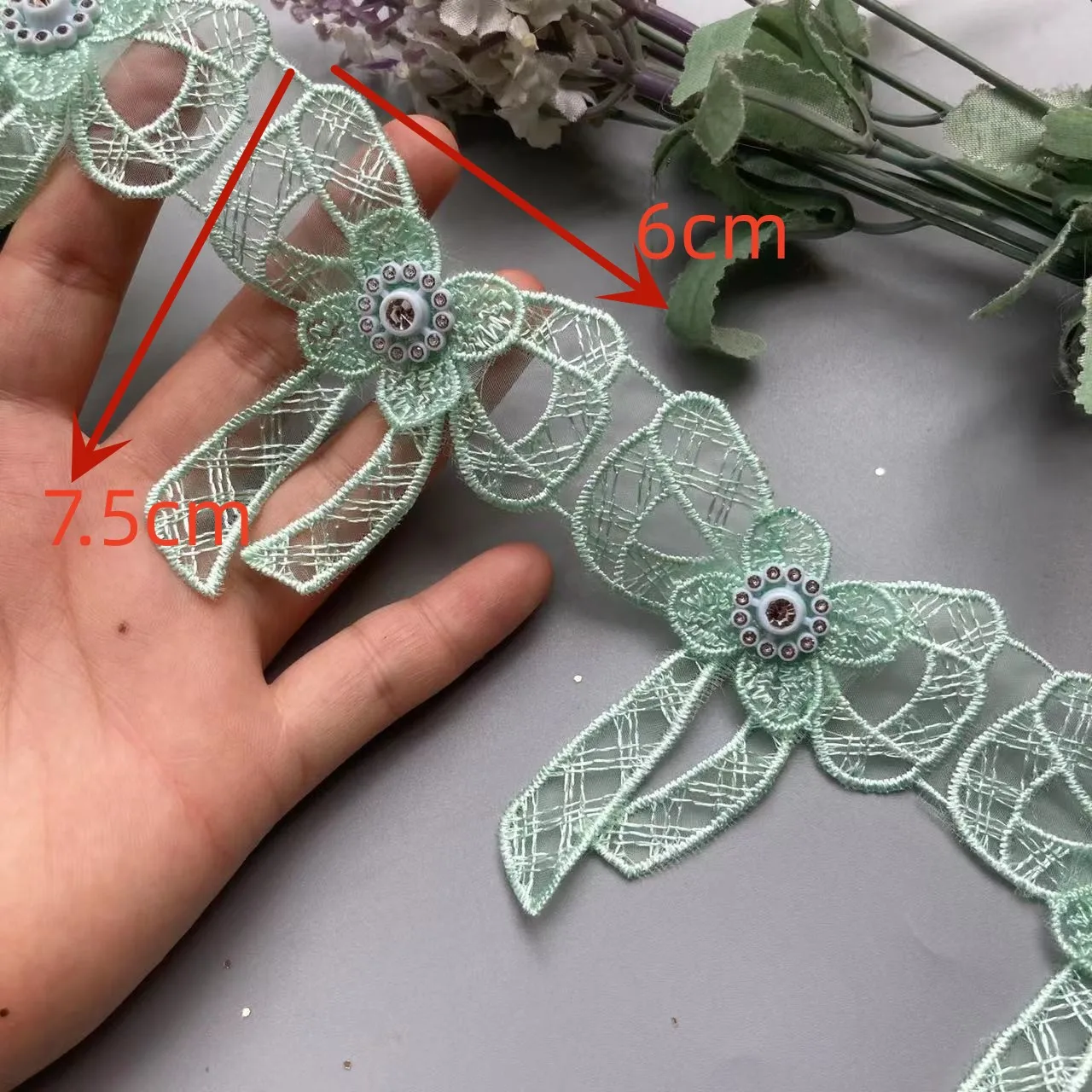 1 yard Green Butterfly Flower Soluble Organza Lace Trim Wedding Embroidered Handmade Patchwork Ribbon Sewing Supplies Craft New