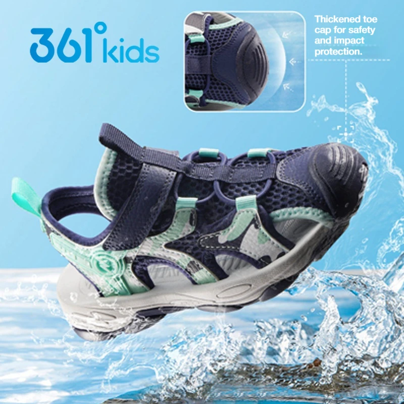 

361 Degrees Kids Sandals For Boys Lightweight And Comfortable Fashionable And Versatile Thick-Sole Large-Hole Breathable Sandals