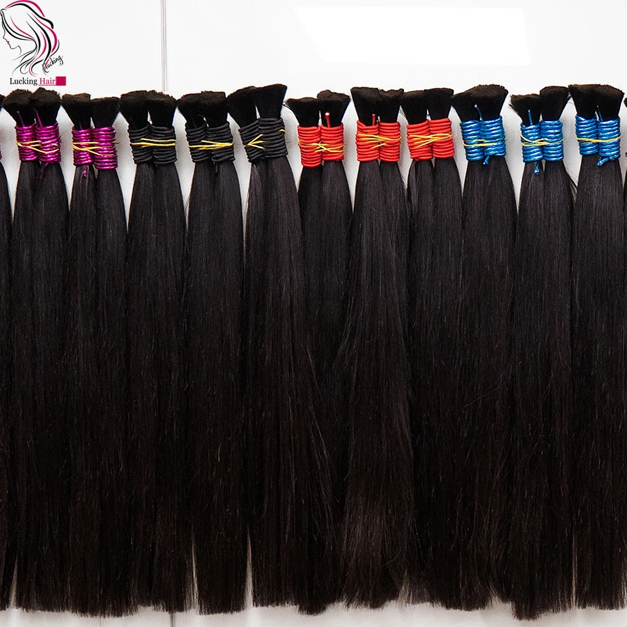 Russian Cheveux Naturel No Weft Human Hair Bulk Extension Virgin 100% Human Hair Straight 10A Bulk Hair Weaving For Braiding