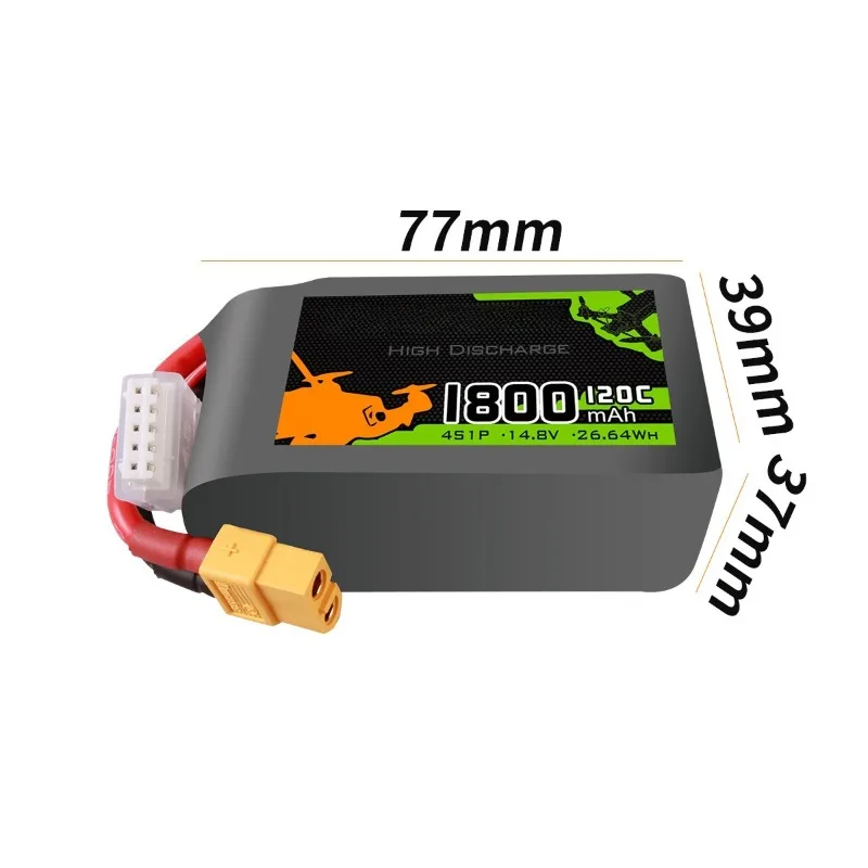 14.8V 22.2V 1800mAh 120C 4S 6S LiPo Battery XT60 Plug High Discharge for 5 Inch FPV Racing Drone Quadcopter RC Airplane Battery
