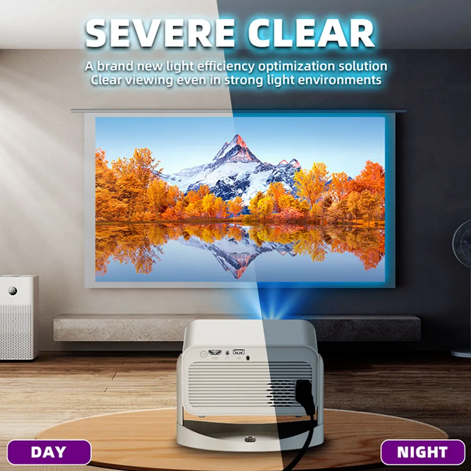 FXINRISE Projector Android 11 4K 1280*720P HT23 Dual Wifi 260ANSI 180°flexible BT5.3 Cinema Outdoor Portable Projetor HT23