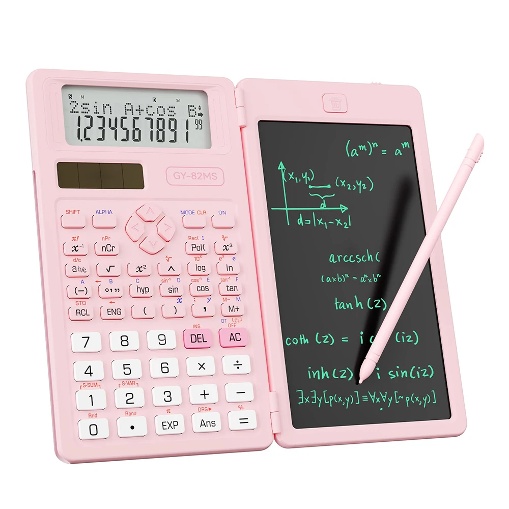 Calculadora científica plegable 2 en 1 y tableta de escritura de 6 pulgadas, pantalla LCD de 82MS y 240 funciones para estudiantes universitarios y profesores