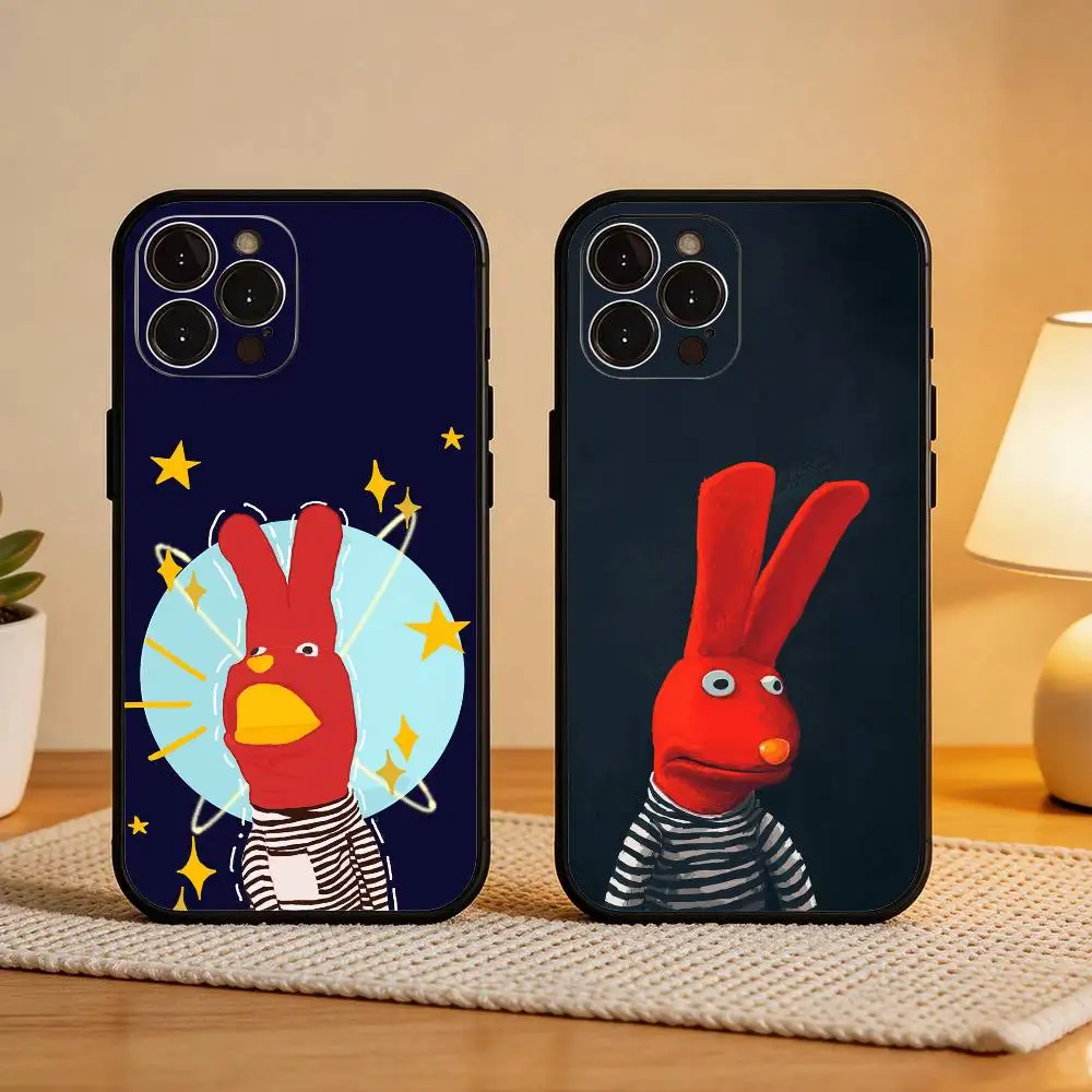 Linda Funda para Teléfono con Diseño de Conejito B-Bodoque 31 Minutos para iPhone 17 16 15 14 13 12 11 Pro Max Plus, 5G, Funda Negra Suave