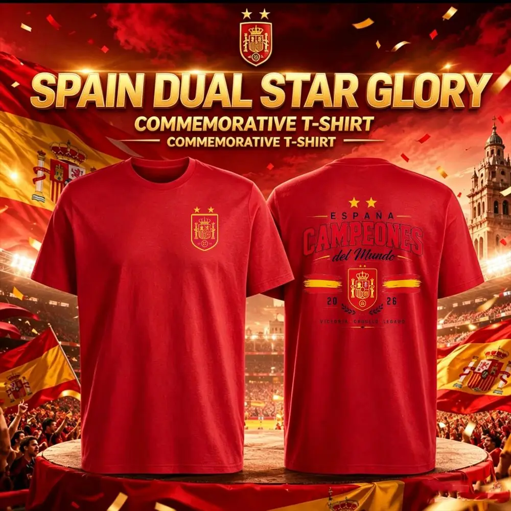 Summer Espana Campeones 2026 T-Shirt Spain World Champions Men's and Women's Size Oversized T Shirt Harajuku Graphic T Shirt