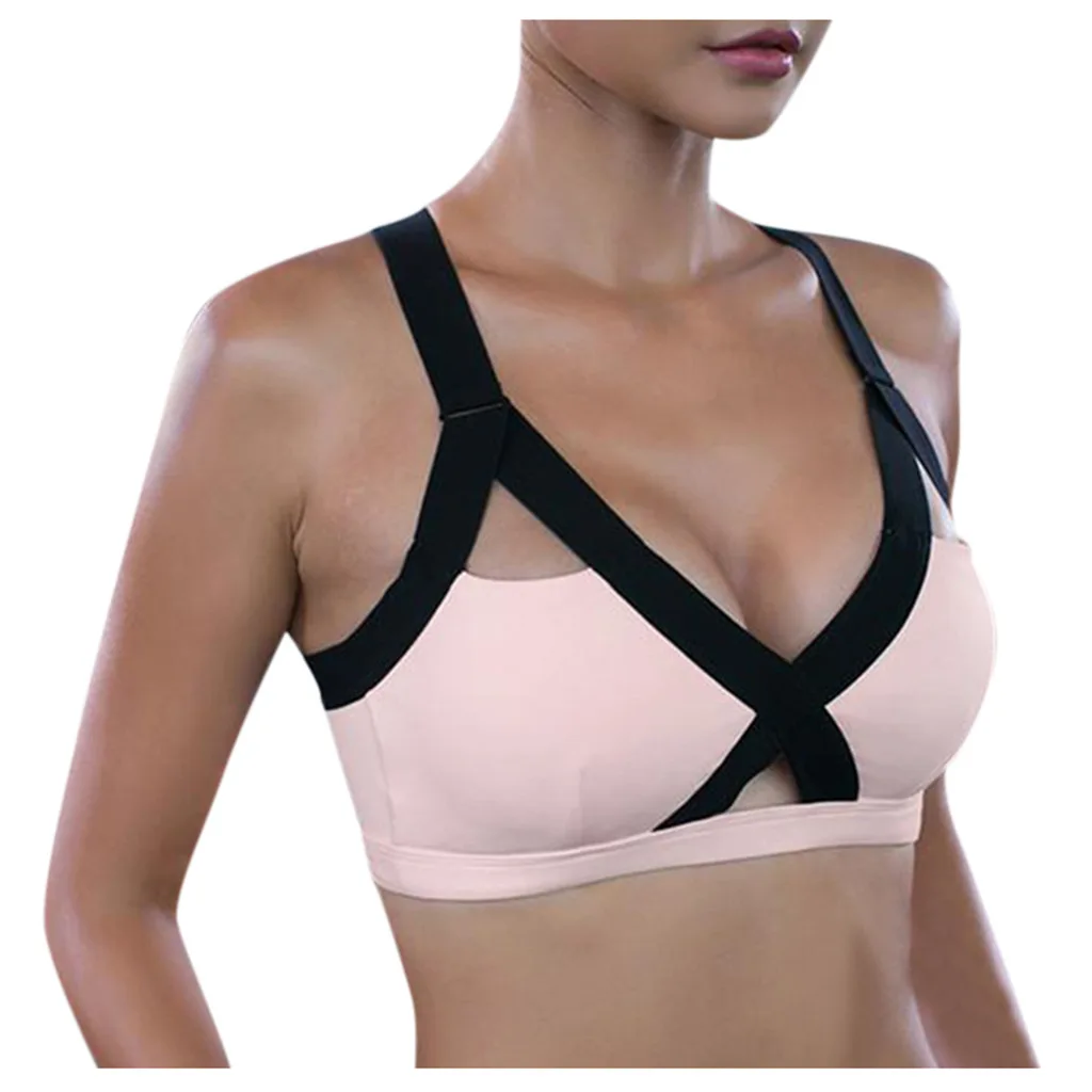 Fitness Woman High Impact Sport Bra Plus Size XXXL Cross Straps Wirefree Adjustable Buckle Nylon Yoga Underwear Gym Workout Bra view 4