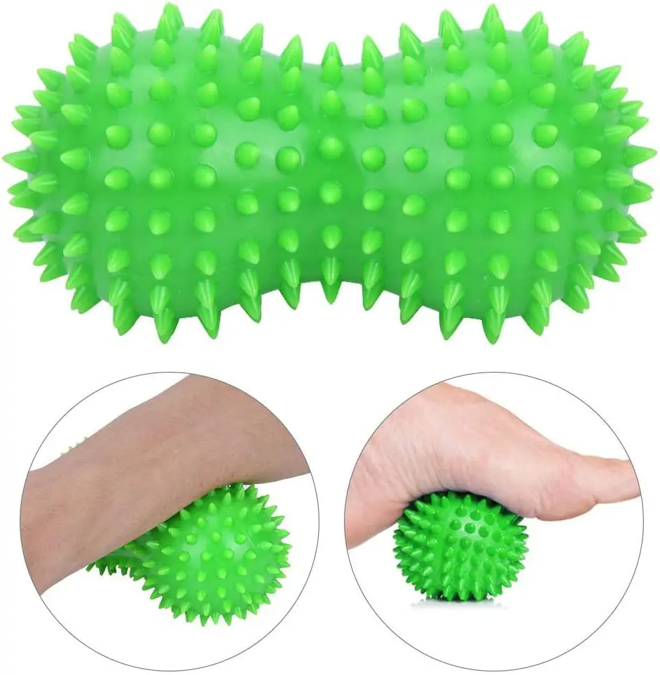 Peanut Spiky Massage Balls Back Shoulder Foot Massager Plantar Fasciitis, All Over Body Deep Tissue Muscle Therapy Strength 2pcs