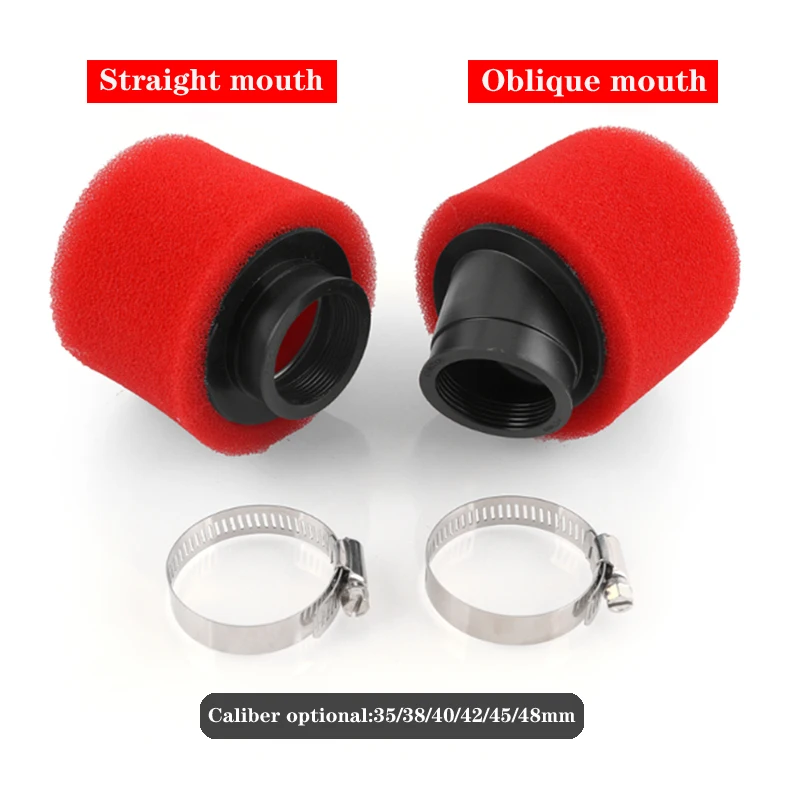 Red 35mm 38mm 40mm 42mm 45mm 48mm Bend Elbow Neck Foam Air Filter Sponge Cleaner Moped Scooter Dirt Pit Bike Motorcycle Kayo BSE