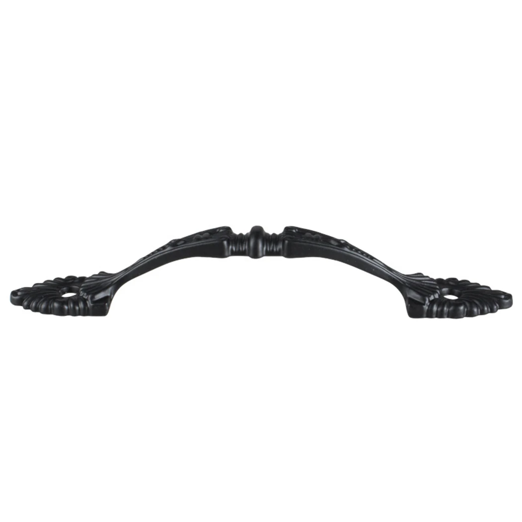 High Quality Practical Pull Handle Black Cabinet Cast Iron Hardware 4pcs Antique Bath Cupboard Door Gate Kitchen Shed