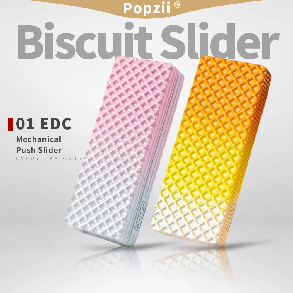 01edc plaquette Biscuit alliage de titane curseur pousser curseur couleur aléatoire soulagement du Stress Cool Gadget anxiété jouets Fidgets curseur