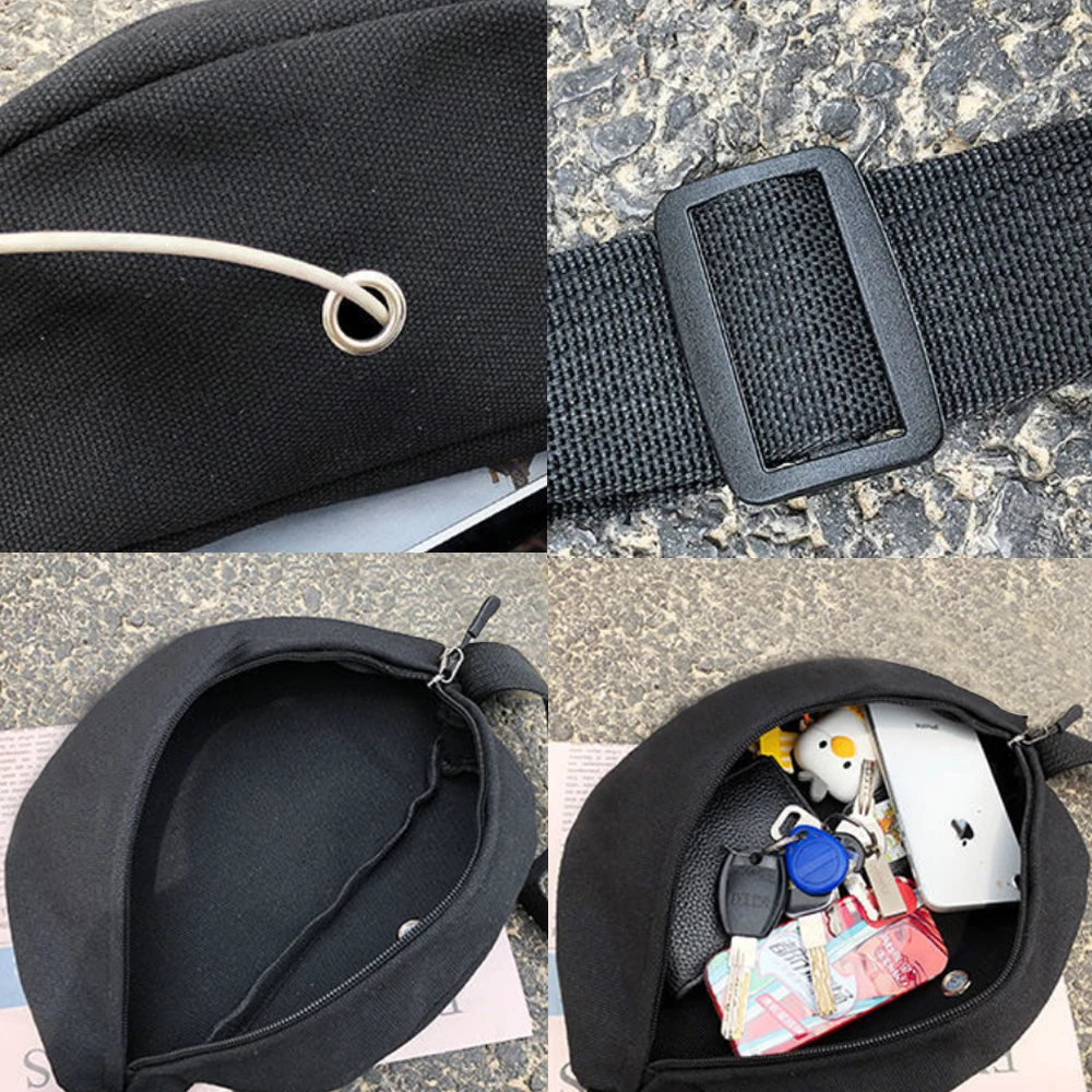 Outdoor Waist Packs Casual Men Shoulder Bags Running Belt Pouch Fanny Pack Mobile Phone Bag Blue Letter Pattern Canvas Chest Bag