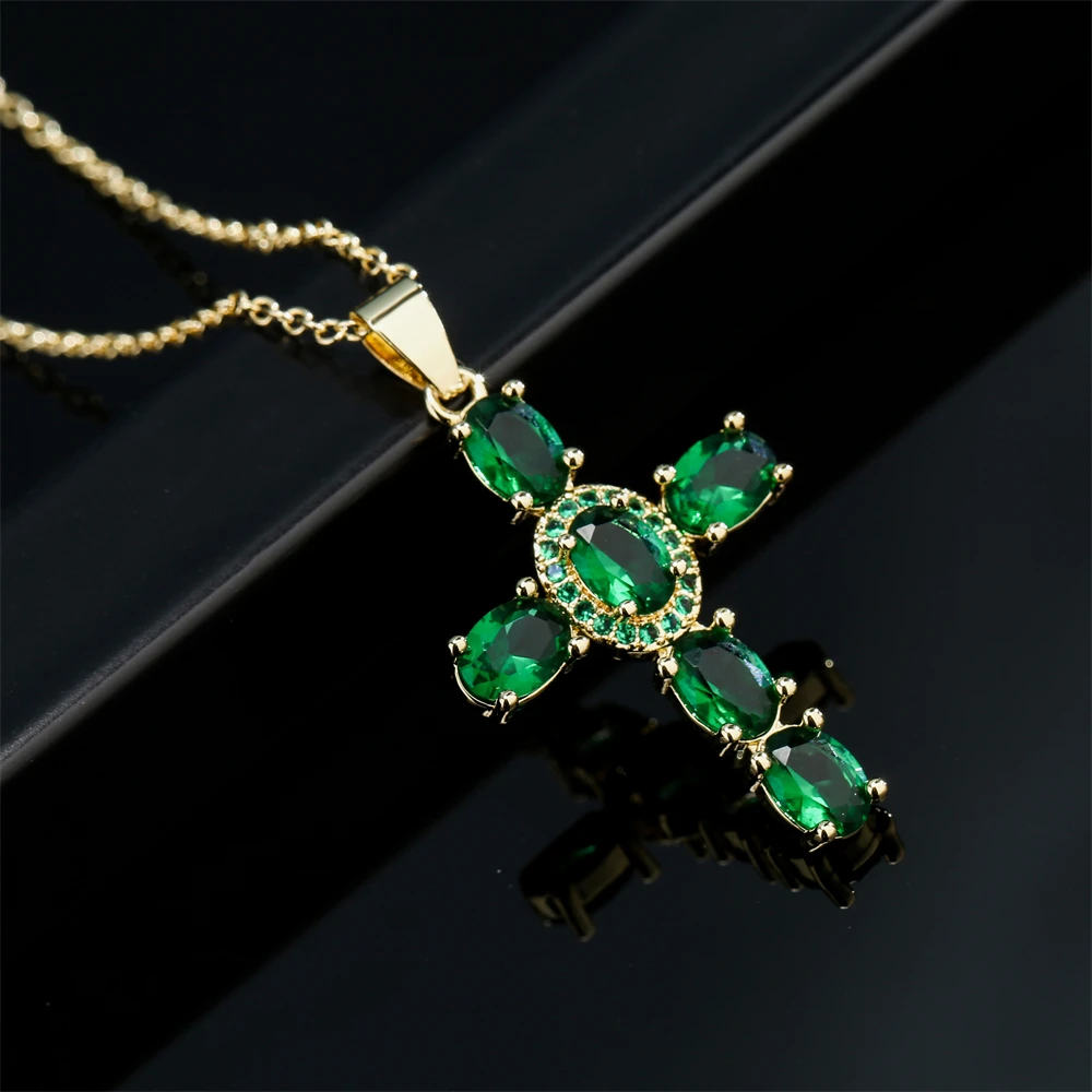 NEWBUY Classic Design Cross Pendant Necklace For Women 2026 Hot Sale Luxury AAA Cubic Zirconia Crystal Christian Jewelry Gift