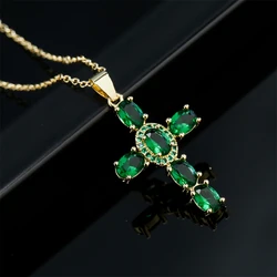 NEWBUY Classic Design Cross Pendant Necklace For Women 2026 Hot Sale Luxury AAA Cubic Zirconia Crystal Christian Jewelry Gift