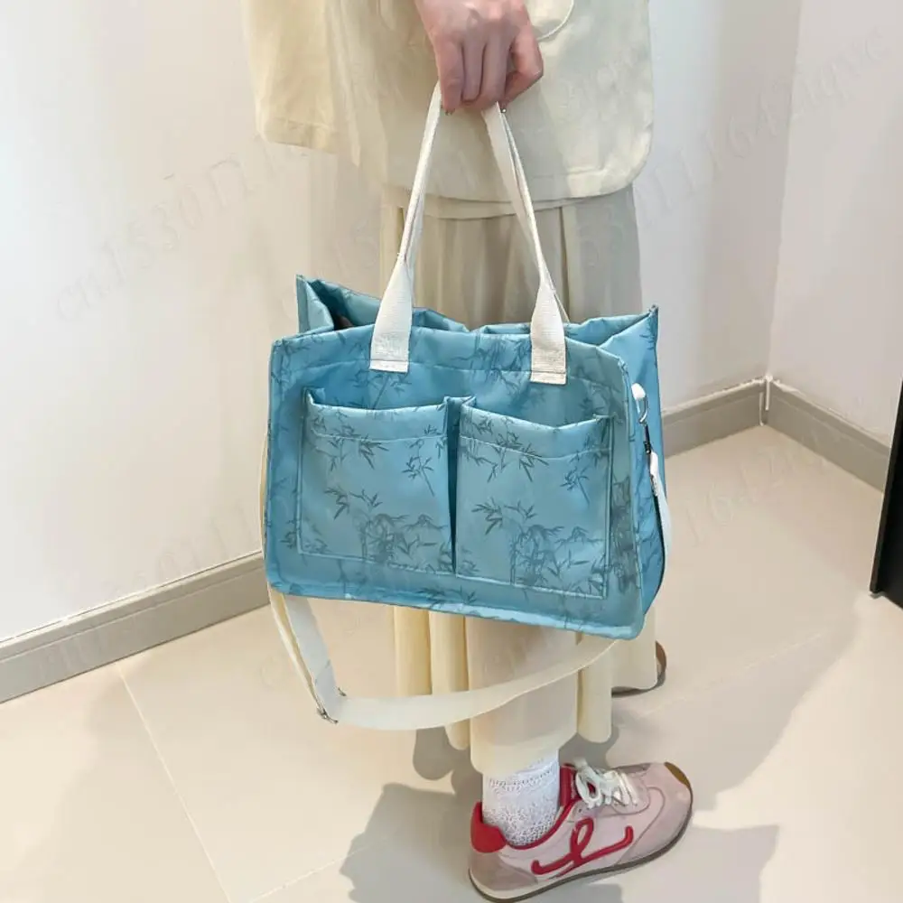 

Women Chinese Style Shoulder Bag Large Capacity Sling Crossbody Bags Elegant Bamboo Printed Tote Bag All-Match Casual Handbag