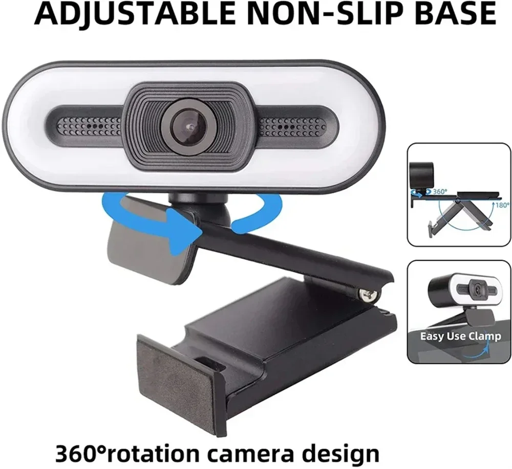 Draagbare Full HD 1080P 2K 4K Webcam PC Laptop Autofocus Webcam Live streaming Flexibel met microfoon Live-uitzending met licht