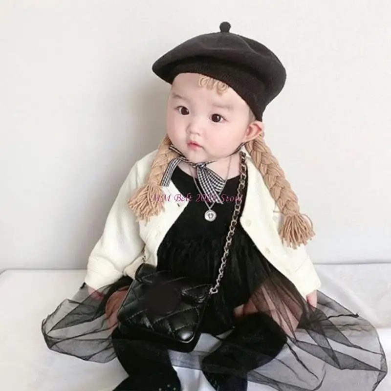 49ME شعر مستعار تأثيري قبعة قبعة قبعة ل ث/ضفائر شعر الصوف حجم عالمي لفتاة بنين زي حفلة التصوير الدعائم الشتاء #1