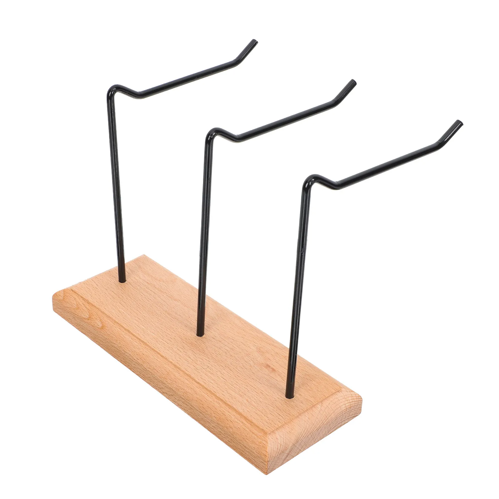 

Wooden Base Iron Jewelry Rack Desktop Earrings Display Stand Minimalist Decorative Jewelry Storage Holder for Dresser Bedroom