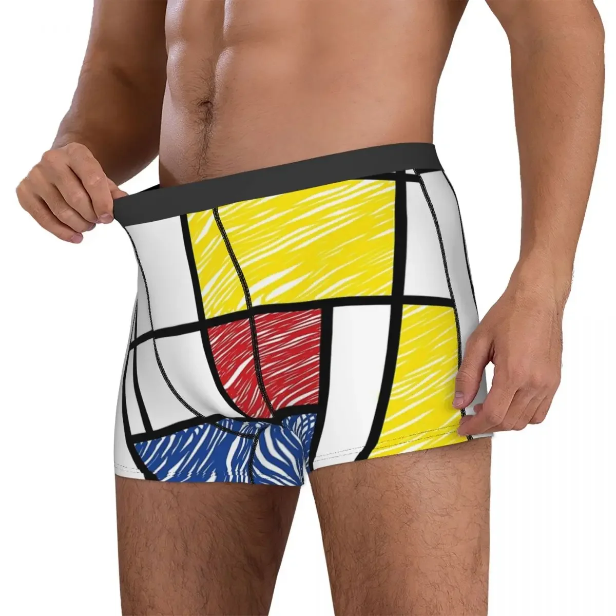 Boxer Underpants Shorts Mondrian Scribbles Minimalist De Stijl Modern Art Fatfatin Panties Male Soft Underwear for Homme Man