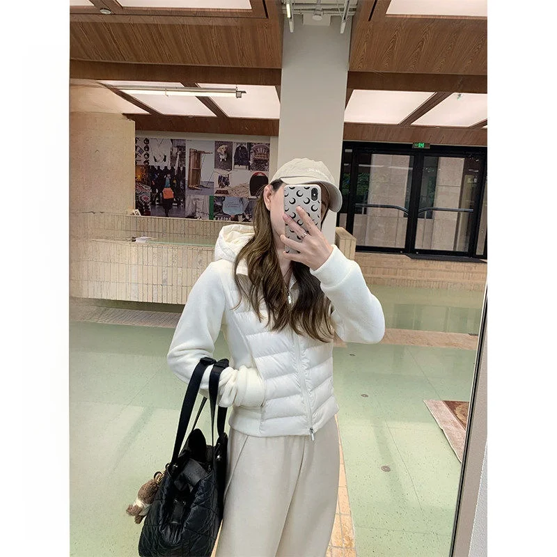 

Женская теплая удлиненная куртка-пуховик LuLu Sports 90 New National Stand White с длинными рукавами и застежкой-молнией