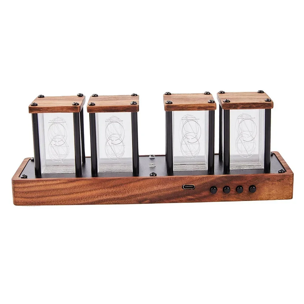 

New Practical Clock Digital Tube Changing Clock Decor Imitation Nixie Tube Clock Timer Walnut Table Decoration